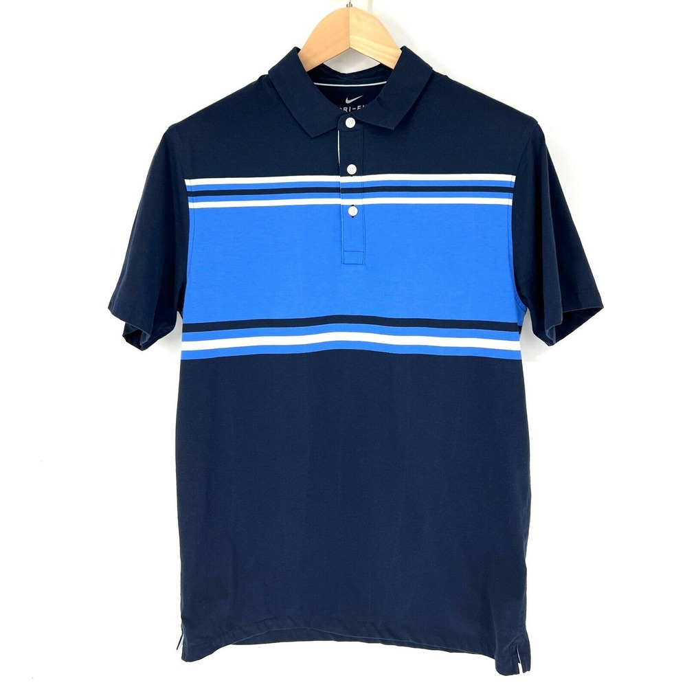 Nike Dri-Fit Striped Golf Polo Shirt Mens Size M Blue Standard Fit BV0470-451